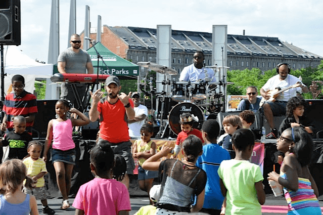 Performers and community at the Boston Race Amity Festival
